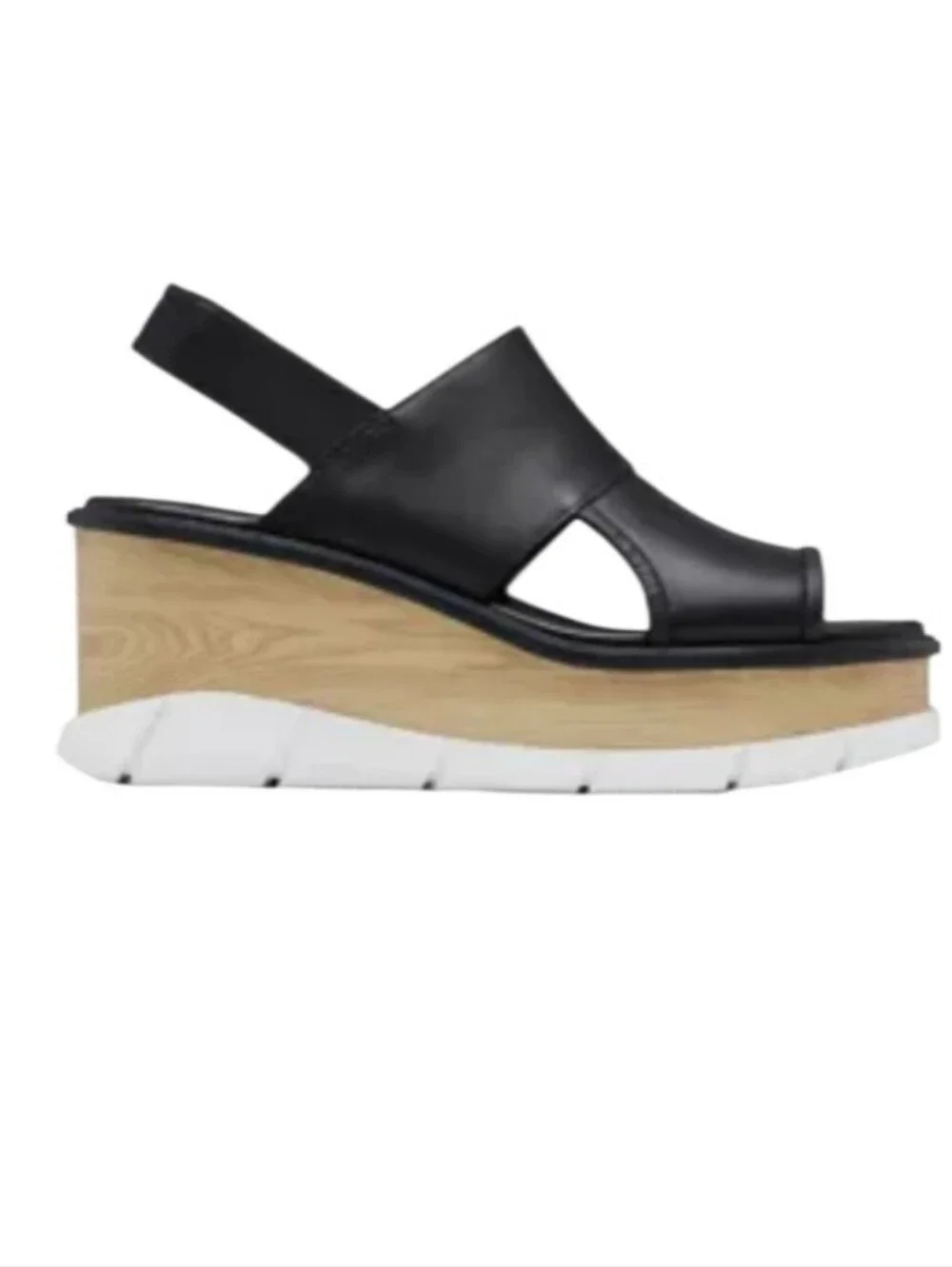 Sorel Joanie 111 Slingback Wedge Black Leather Sandals
